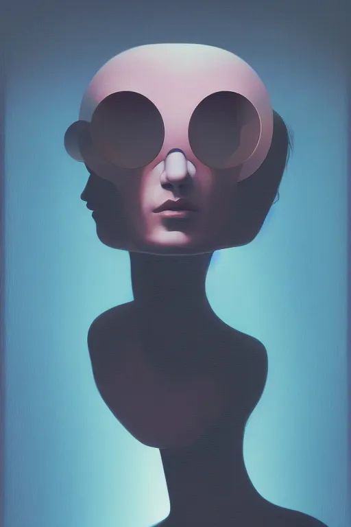 Image similar to woman wearing oculus and digital glitch head edward hopper and james gilleard, zdzislaw beksisnski, higly detailed