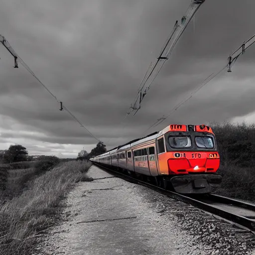 Prompt: a train being involved in an accident, photography, scotland