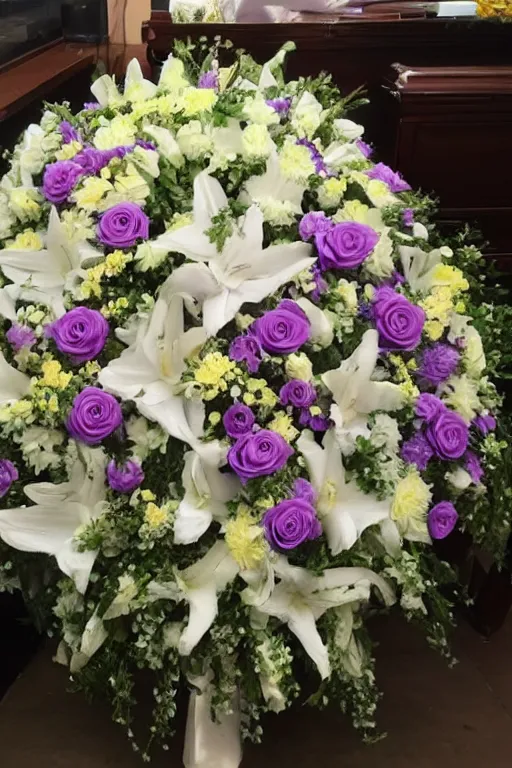 Prompt: Lin Daiyu funerals flowers