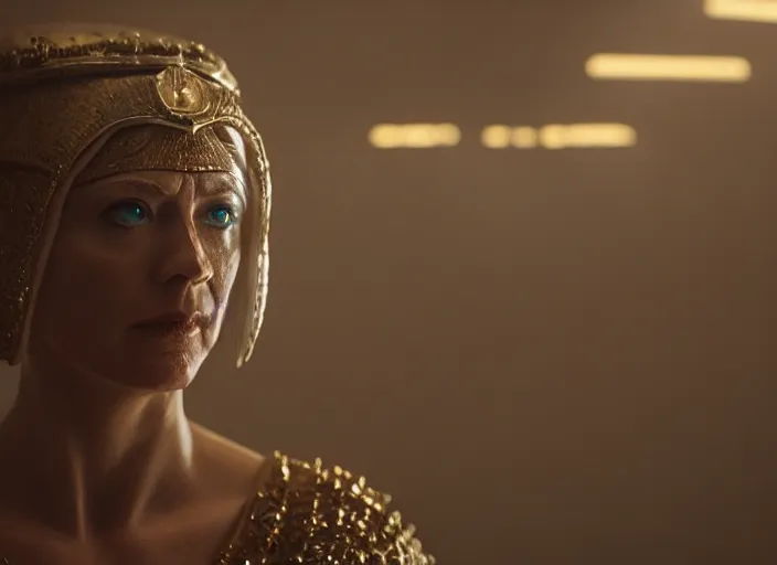 Image similar to film still of the high priestess in the new scifi movie, 4 k