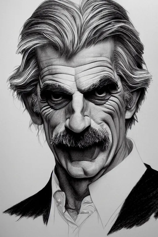 Image similar to hyperrealist pencil sketch of vampire sam elliott by david malan and alphonse mucha, fantasy art, drawing, dynamic lighting, artstation, poster, volumetric lighting, very detailed faces, 4 k, award winning