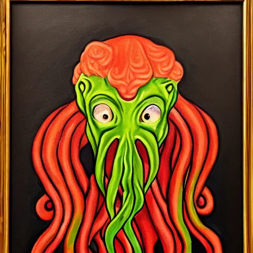 Image similar to handsome portrait of cthulhu, oil on canvas, high budget