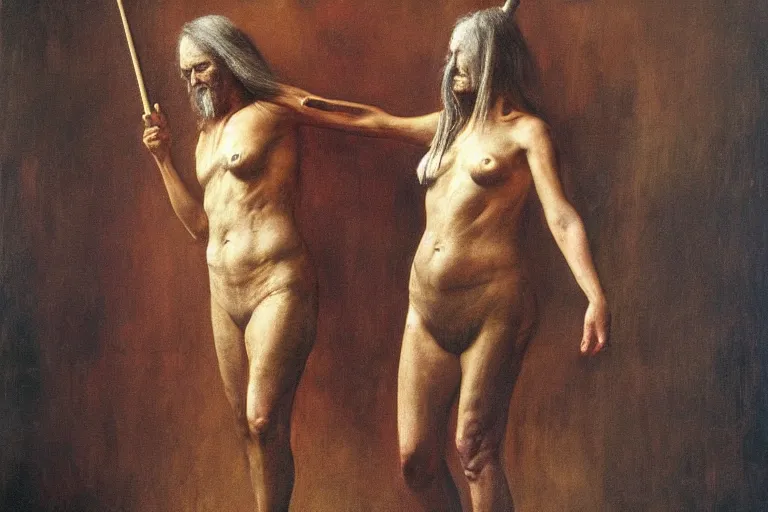 Image similar to odd nerdrum painting of the devil, annie liebovitz, bosch,