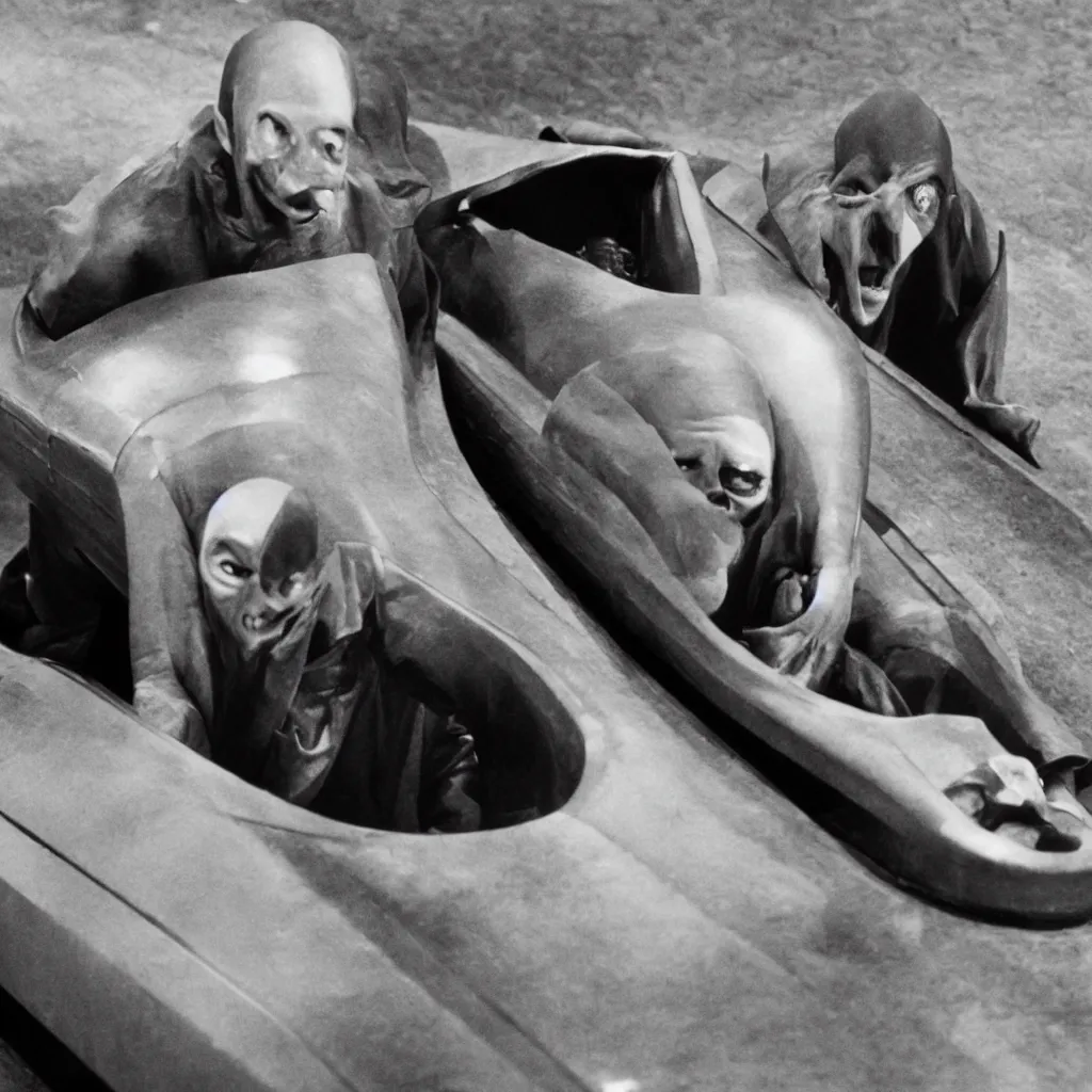 Image similar to nosferatu in a bobsleigh