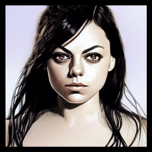 Image similar to “ mila kunis retro minimalist portrait by jean giraud, art of moebius, sharp, smooth face, comic, 8 k ”