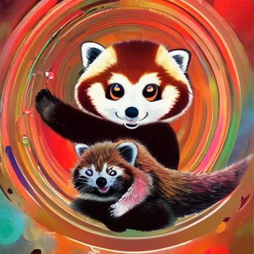 Image similar to red panda by takashi murakami,, beeple and james jean, aya takano color style, 4 k, super detailed, night sky, digital art, digital painting, celestial, majestic, colorful