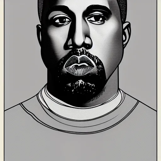 Prompt: art nouveau illustration of kanye west, highly detailed, sharp focus, smooth, 4 k