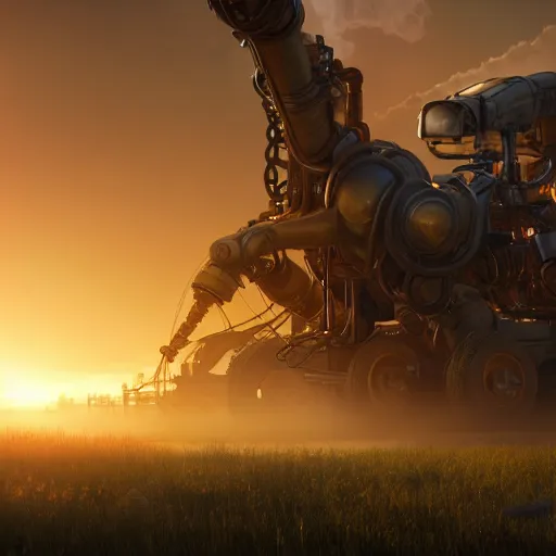 Image similar to factorio, automation, pollution, machina, soft lighting, crepuscular rays, realistic octane render, 8k, ultra detailed, concept art, painted by gaston bussiere