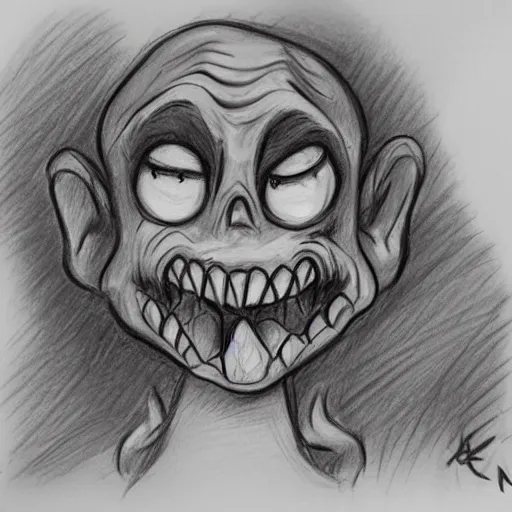 Prompt: happy 3 angry 1 milt kahl pencil sketch a lovecraftian zombie horror loomis