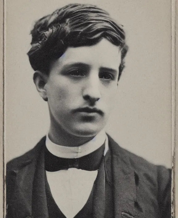 Image similar to victorian photograph of charlie puth, 1 8 9 0 s photography, 1 9 0 0, realistic face, symmetrical face, detailed, grainy, edwardian, old photo