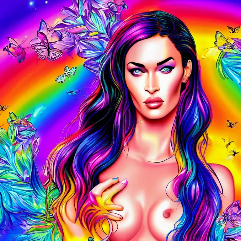 Image similar to Lisa Frank Megan Fox, beautiful digital art