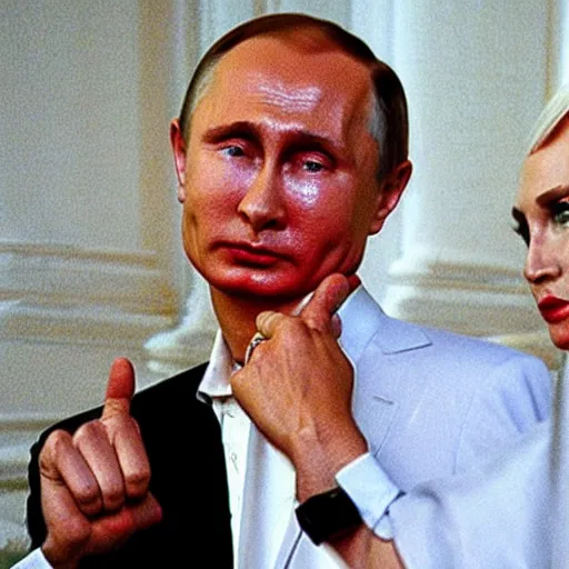 Image similar to Putin dressed in drag being flirty