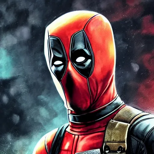 Image similar to a portrait of deadpool in a racing helment by sandra chevrier, detailed render, epic composition, cybernetics, 4 k realistic, cryengine, realistic shaded lighting, sharp focus, masterpiece, by matteo scalera, gary montalbano, peter elson in the style of the tokyo ghost comic