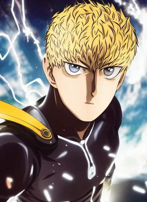 Image similar to A full portrait photo of real-life genos one punch man, f/22, 35mm, 2700K, lighting, perfect faces, award winning photography.