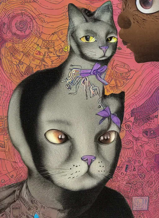 Prompt: an illustration of an anthropomorphic cat, a 3 d render of an anthropomorphic cat, by jack gaughan, by hikari shimoda