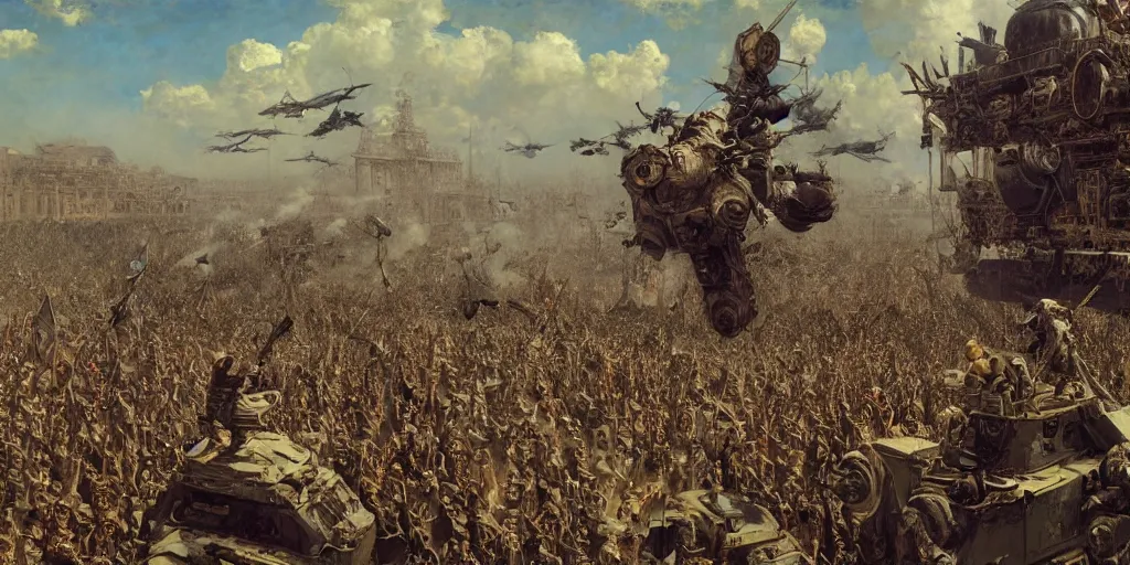 Image similar to The Apotheosis of War, painting by Vasily Vereshchagin, hypermaximalistic, high details, cinematic, 8k resolution, beautiful detailed, insanely intricate details, artstation trending, octane render, unreal engine