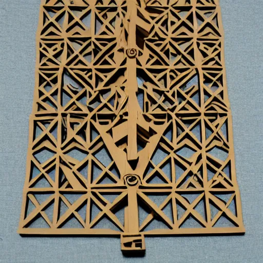 Image similar to lasercut design pattern of a trebuchet