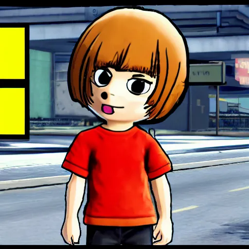 Prompt: Frisk from undertale in GTA V,