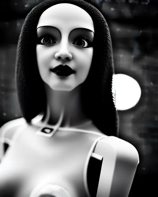 Image similar to black and white dreamy young beautiful female artificial intelligence, metropolis, cinematic, rim light, bokeh, photo - realistic, elegant, high detail, 8 k, masterpiece, photo taken in 1 9 3 0