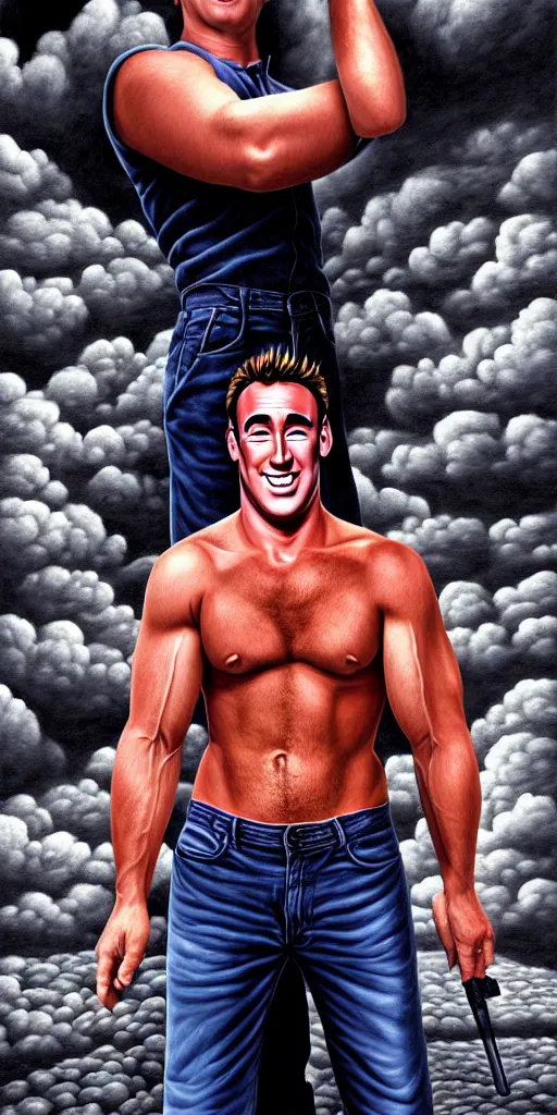 Image similar to hyperrealism billy herrington wallpaper in style of rob gonsalves, giger, araki nobuyoshi