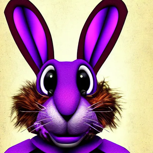 Image similar to portrait of a purple rabbit animatronic mascot,digital art,detailed