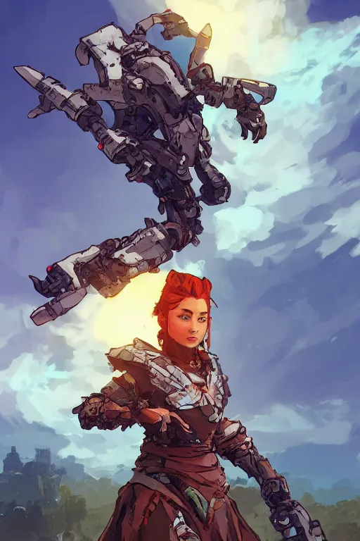 Image similar to combination suit armor aloy horizon forbidden west horizon zero dawn robot ninja mask helmet backpack tribal, art gta 5 comics, official fanart behance hd artstation by jesper ejsing, by rhads, makoto shinkai and lois van baarle, ilya kuvshinov, ossdraws radiating a glowing aura cgi rtx 2 0 2 2