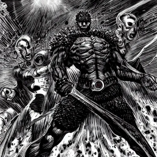 Prompt: the end of the world by kentaro miura