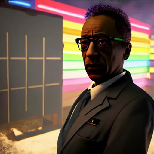 Image similar to Gustavo Fring as a Rainbox six siege operator, 4k, highly detailed