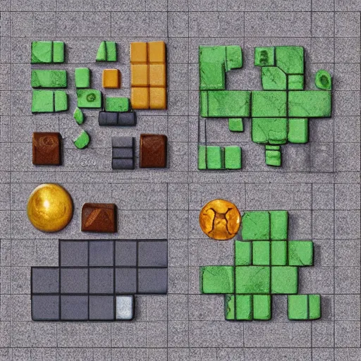 Image similar to a pack of 2. 5 d isometric tiles, high fantasy, medieval, alchemy, magical laboratory