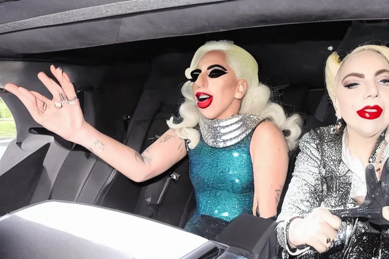 Image similar to lady gaga and judy garland carpool karaoke