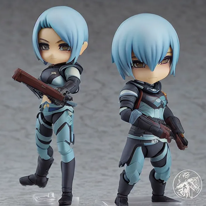 Prompt: destiny commander zavala!!!!!!!!!!!!!!!!!!!!!!!!!!, an ( ( ( ( ( anime ) ) ) ) ) nendoroid of commander zavala, male figurine, light - blue skin and bald!!!!!!!!, detailed product photo