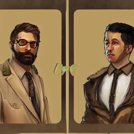 Image similar to a portrait in the style of disco elysium