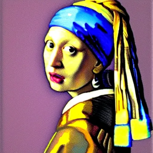 Prompt: aoc with a pearl earring, painting by vermeer