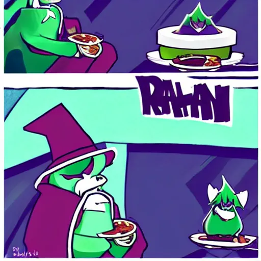 Image similar to ralsei from deltarune eating pizza with asriel from deltarune