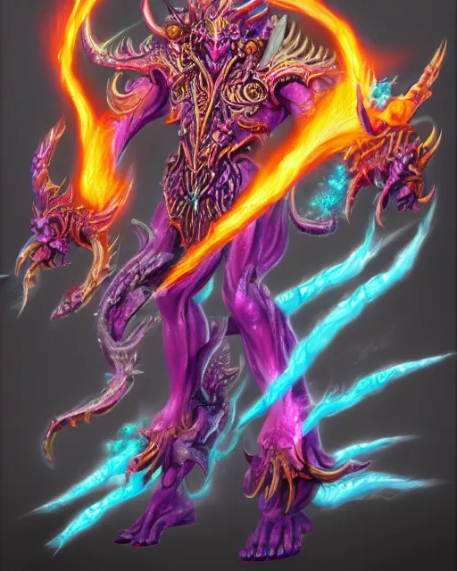 Image similar to iridescent flamer of tzeentch, trending on artstation