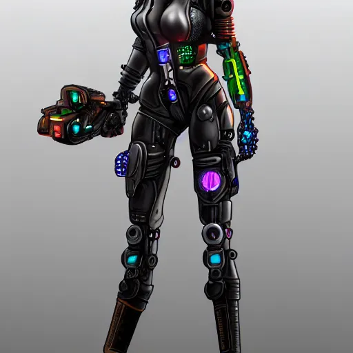 Prompt: cyberpunk cyborg girl, detailed, full shot, trending on artstation