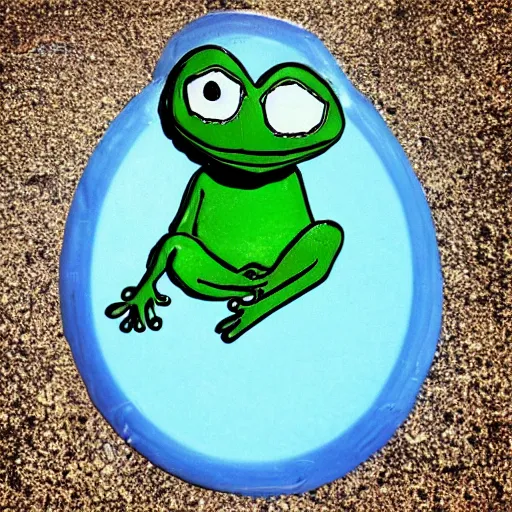 Image similar to pepe the frog is chilling in a pool