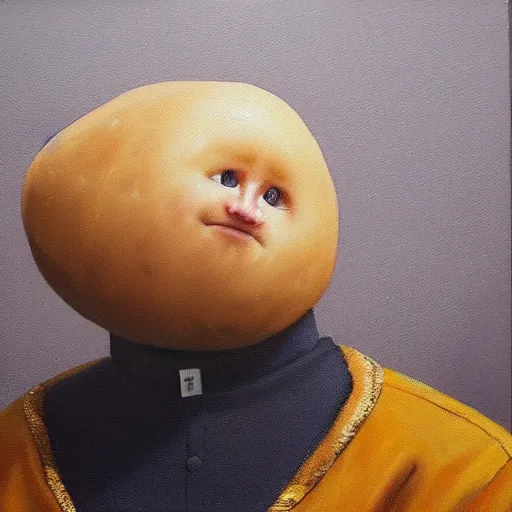 Prompt: patrick steward if he turned into a potato, painting