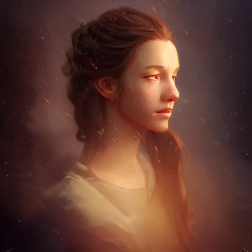 Prompt: Elegant Aerith Gainsborough portrait, atmospheric lighting, painted, intricate, volumetric lighting, beautiful, golden hour, sharp focus, ultra detailed, by Leesha Hannigan, Ross Tran, Thierry Doizon, Kai Carpenter,Ignacio Fernández Ríos