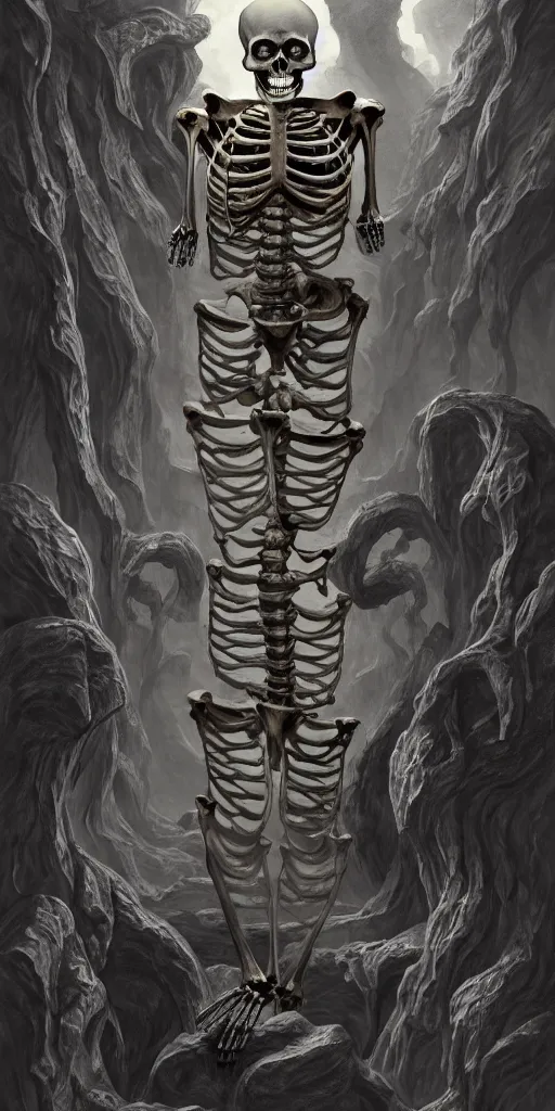 Image similar to a human skeleton slowly transforming into books, in the style of a matte oil painting and d & d art, eldritch, pages, award - winning, extremely detailed, sharp focus, 4 k