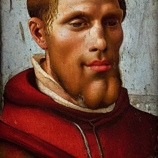 Image similar to A 14th century italian renaissance oil painting of Jerma985, portrait of Jerma985, grainy, realistic, very realistic, hyperrealistic, highly detailed, very detailed, extremely detailed, very neat, very epic, very cool, detailed, trending on artstation