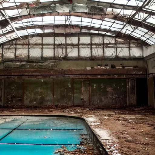 Prompt: abandoned swimming pool