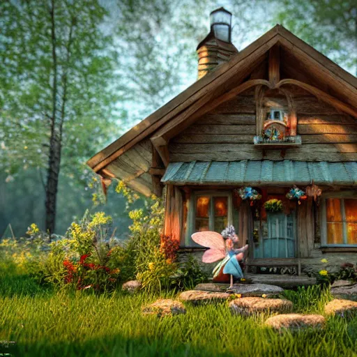 Image similar to beautiful cottagecore fairy , highly detailed, 4k, HDR, award-winning, artstation, octane render