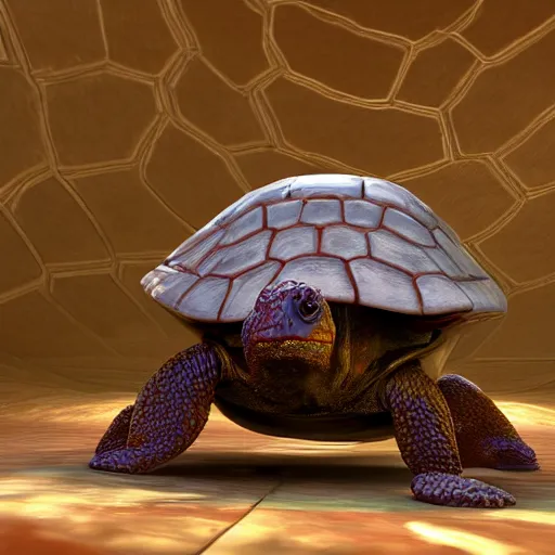 Image similar to mitch mcconnell inside of a turtle shell, getting hit by tomatoes, octane render, unreal 5 engine