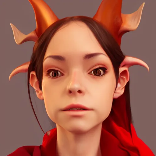 Image similar to Goblin Female portrait, Red Scarf, hatched ear, golden earring, white background, by makoto shinkai, Riot Games, highly detailed, digital illustration, concept art, trending on artstation