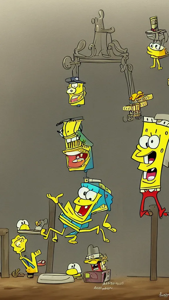 Image similar to spongebob doing life in prison with no parole, concept art, trending on artstation