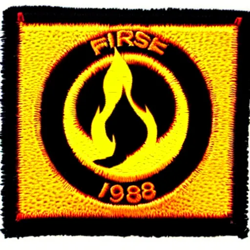 Image similar to a photo of a retro 1 9 8 0's minimalist clean fire flame warning caution punk patch