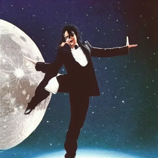 Image similar to michael jackson dancing on the moon with aliens