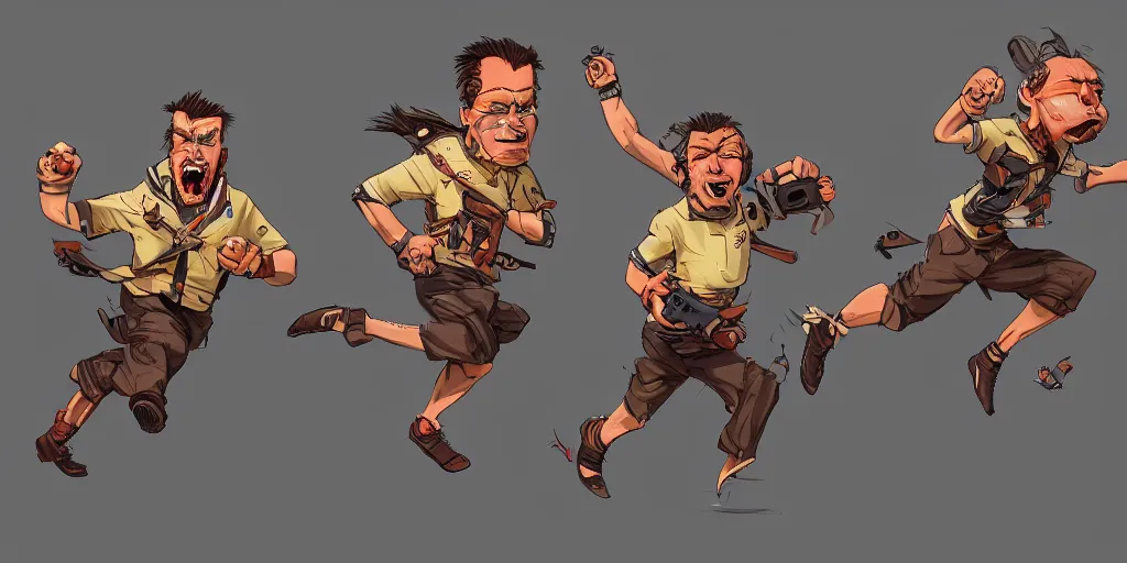 Image similar to cartoonish little tarantino running, by geert goilis, vivid colors, character sheet, fine details, concept design, contrast, kim jung gi, greg rutkowski, trending on artstation, 8 k, full body, turnaround, front view, back view, ultra wide angle