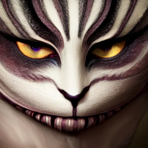 Image similar to anonymous as a cheshire cat, award winning creature portrait photography, extremely detailed, artstation, 8 k, sensual lighting, incredible art, wlop, artgerm